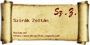 Szirák Zoltán névjegykártya